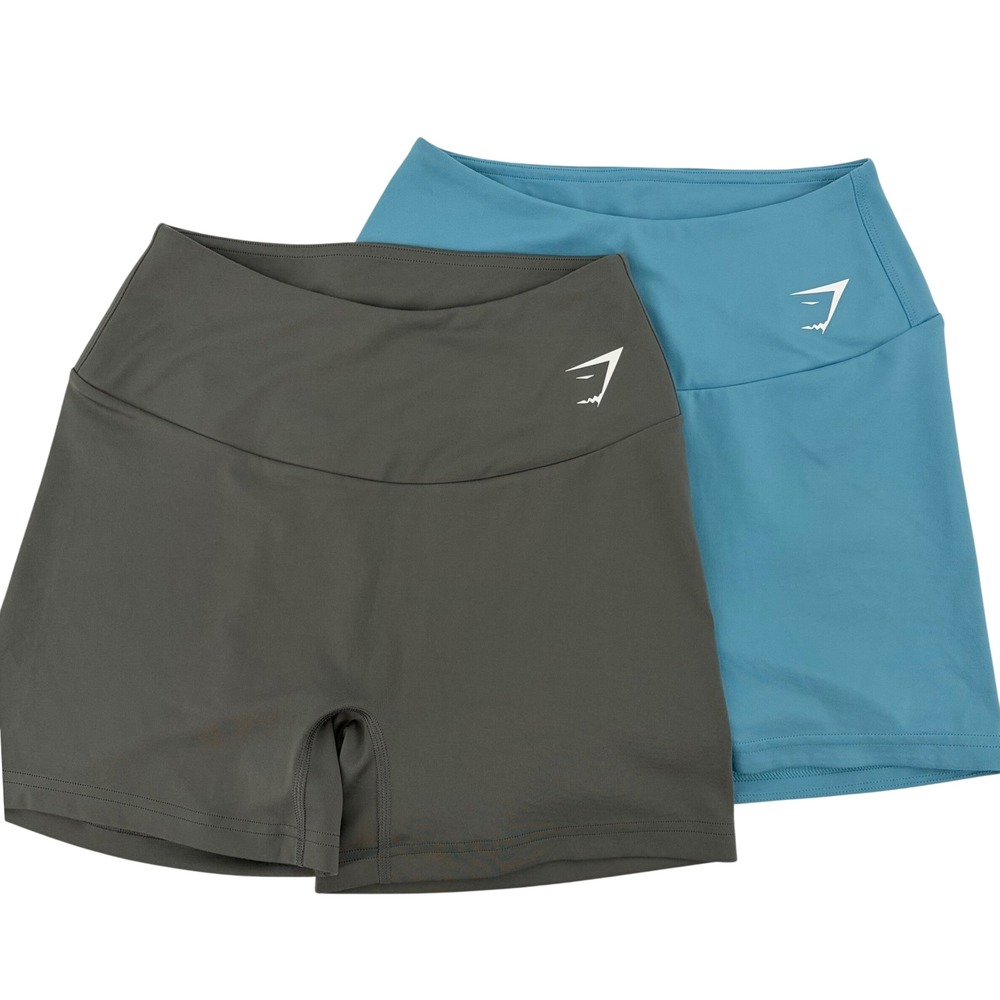 Gymshark Training Shorts High Waisted Athletic Bundle Olive Teal GLSH4717 Medium